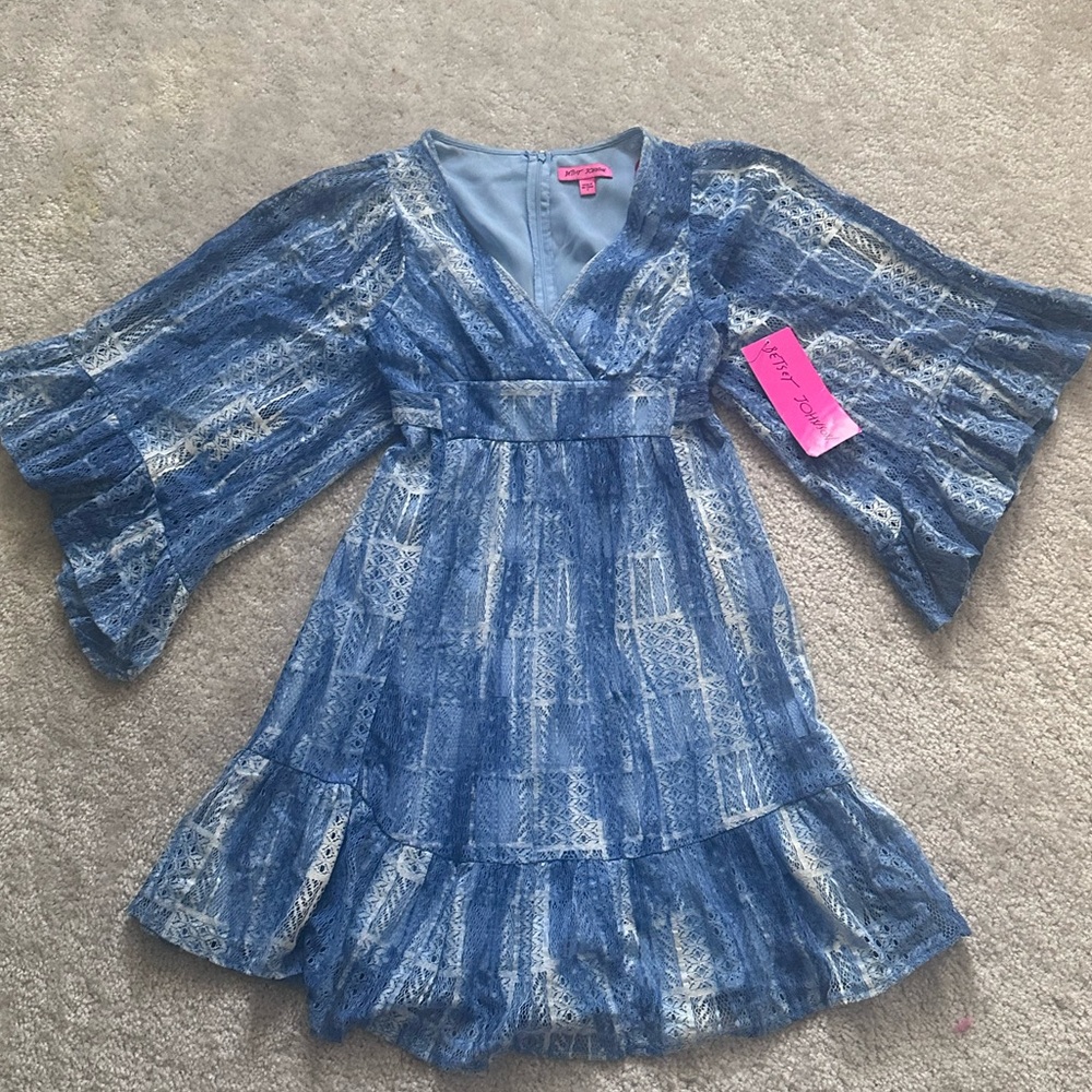 Betsey Johnson Blue Long Sleeve Dress